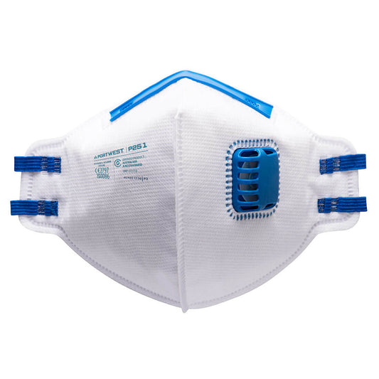 FFP2 Valved Dust Mist Fold Flat Respirator (Pk20) - P251 - Portwest-0