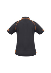 Biz Collection P29022 Fusion Womens Short Sleeve Polo in Grey/Fluoro Orange - back view