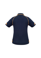 Biz Collection P29022 Fusion Womens Short Sleeve Polo in Navy/Fluoro Orange - back view