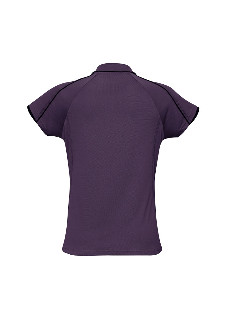 Biz Collection P303LS Blade Womens Short Sleeve Polo in Grape/Black - back view