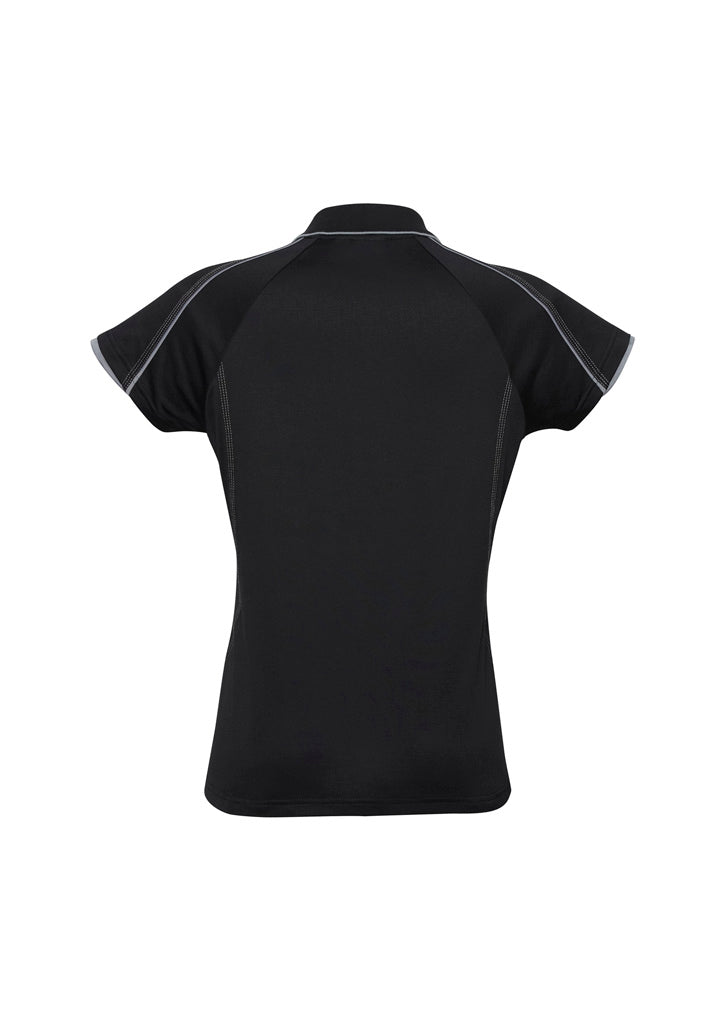 Biz Collection P303LS Blade Womens Short Sleeve Polo in Black/Silver Grey - back view