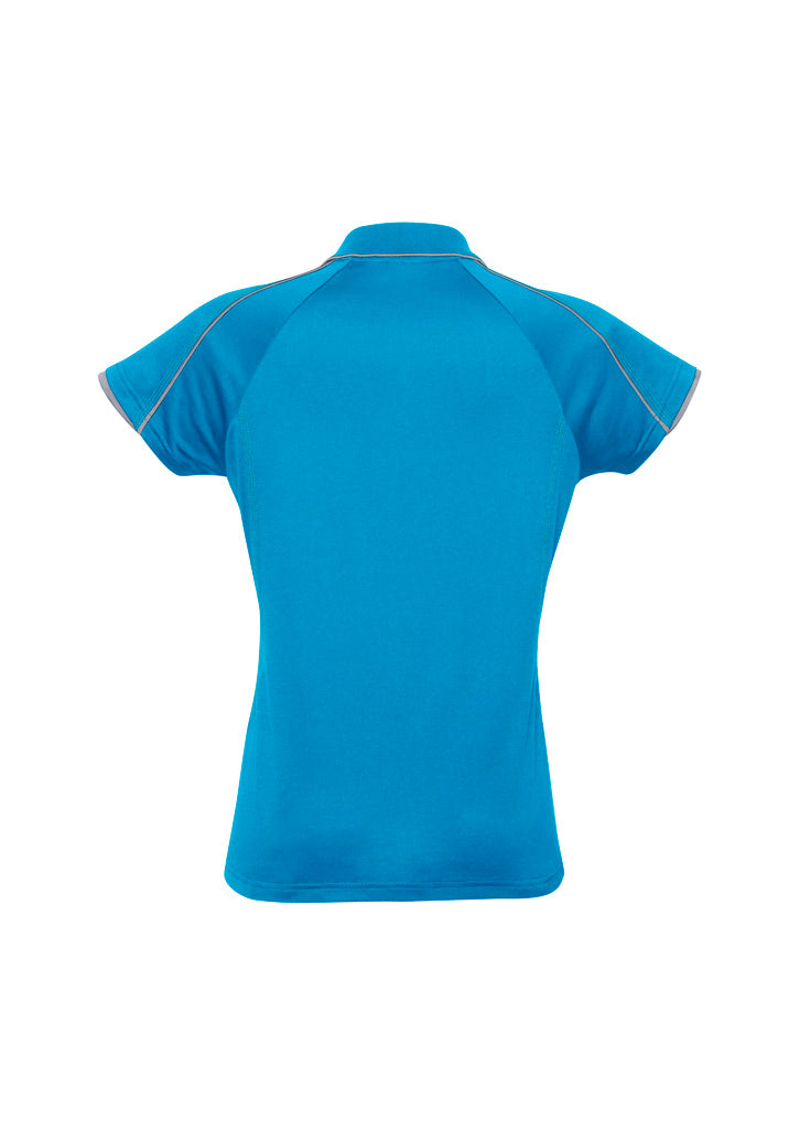 Biz Collection P303LS Blade Womens Short Sleeve Polo in Cyan/Silver Grey - back view