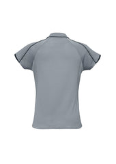 Biz Collection P303LS Blade Womens Short Sleeve Polo in Silver Grey/Black - back view