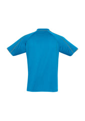 Biz Collection P303MS Blade Mens Short Sleeve Polo in Cyan/Silver Grey - back view