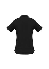 Biz Collection P305LS Edge Womens Short Sleeve Polo in Black/Check - back view