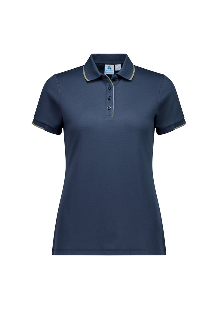 Biz Collection P313LS Focus Womens Short Sleeve Polo in Storm Blue/Taupe
