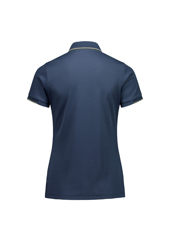 Biz Collection P313LS Focus Womens Short Sleeve Polo in Storm Blue/Taupe - back view