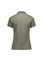 Biz Collection P313LS Focus Womens Short Sleeve Polo in Taupe/Black - back view