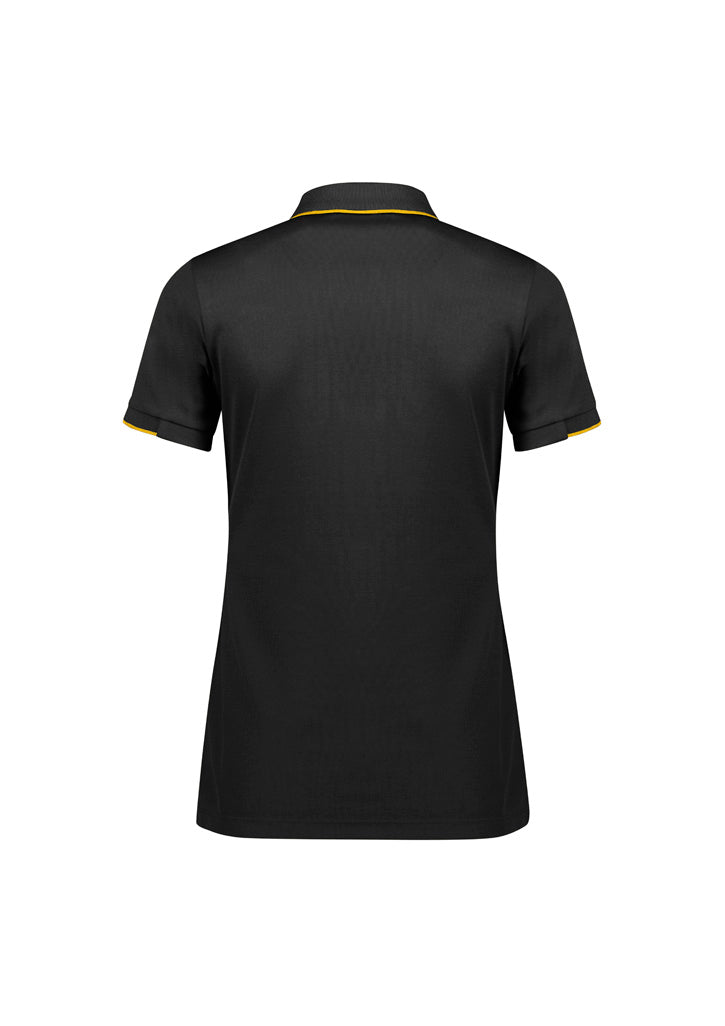 Biz Collection P313LS Focus Womens Short Sleeve Polo in Black/Gold - back view
