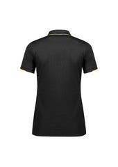 Biz Collection P313LS Focus Womens Short Sleeve Polo in Black/Gold - back view