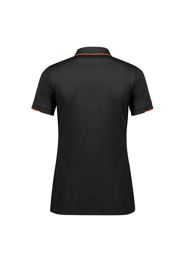 Biz Collection P313LS Focus Womens Short Sleeve Polo in Black/Orange - back view