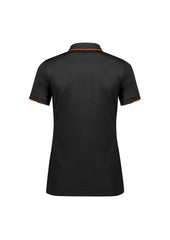 Biz Collection P313LS Focus Womens Short Sleeve Polo in Black/Orange - back view