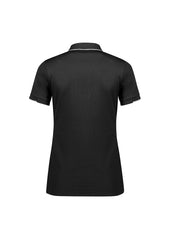 Biz Collection P313LS Focus Womens Short Sleeve Polo in Black/White - back view
