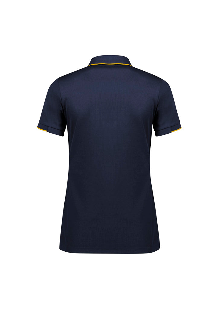 Biz Collection P313LS Focus Womens Short Sleeve Polo in Navy/Gold - back view