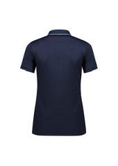 Biz Collection P313LS Focus Womens Short Sleeve Polo in Navy/Sky - back view