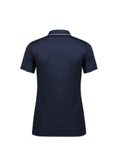 Biz Collection P313LS Focus Womens Short Sleeve Polo in Navy/White - back view
