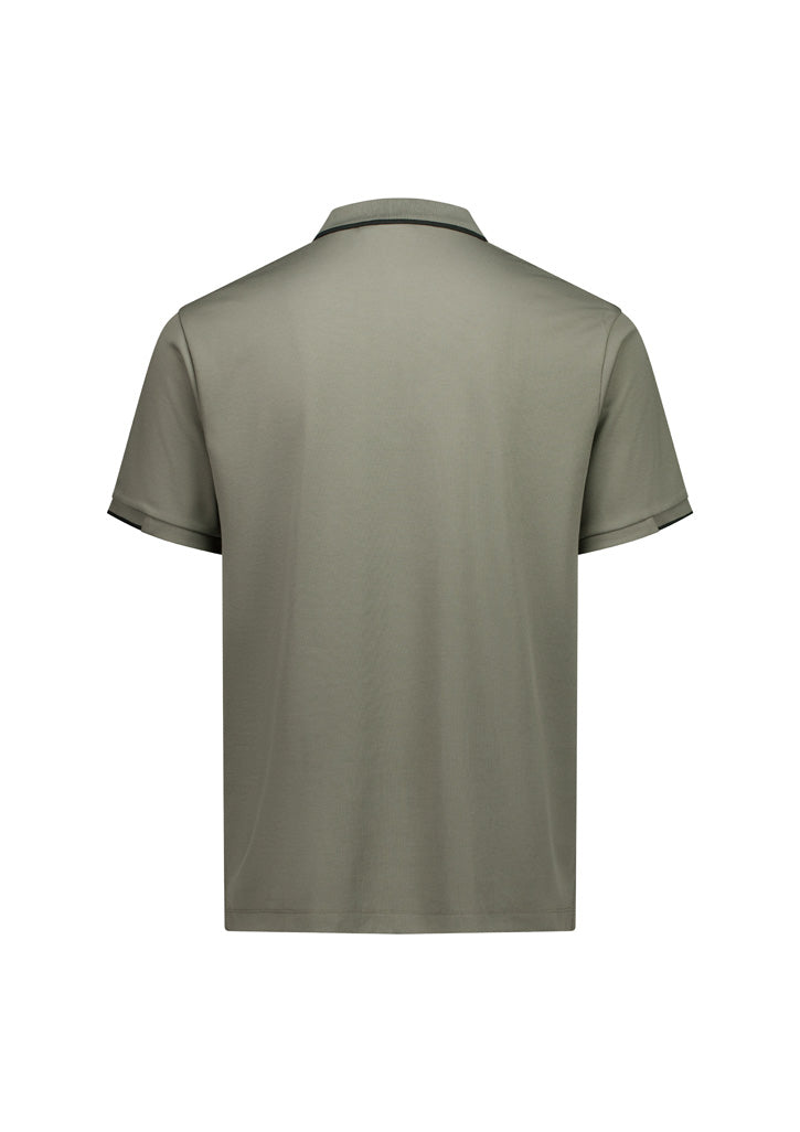 Biz Collection P313MS Focus Mens Short Sleeve Polo in Taupe/Black - back view