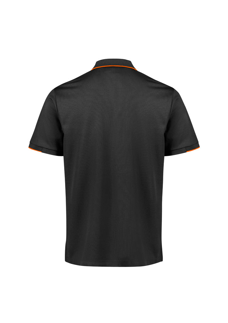 Biz Collection P313MS Focus Mens Short Sleeve Polo in Black/Orange - back view