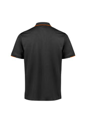 Biz Collection P313MS Focus Mens Short Sleeve Polo in Black/Orange - back view