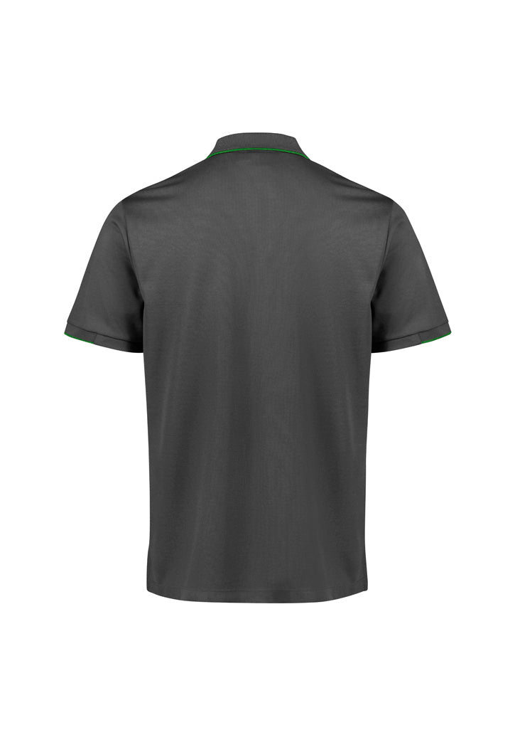 Biz Collection P313MS Focus Mens Short Sleeve Polo in Grey/Fluoro Lime - back view