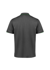 Biz Collection P313MS Focus Mens Short Sleeve Polo in Grey/Fluoro Lime - back view