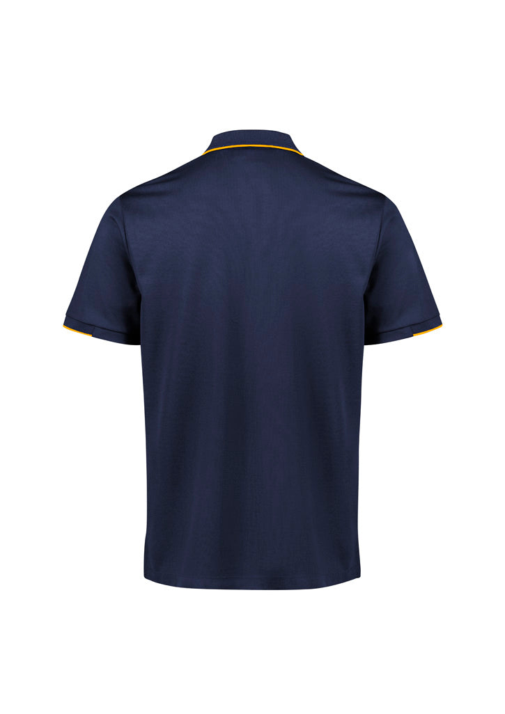 Biz Collection P313MS Focus Mens Short Sleeve Polo in Navy/Gold - back view