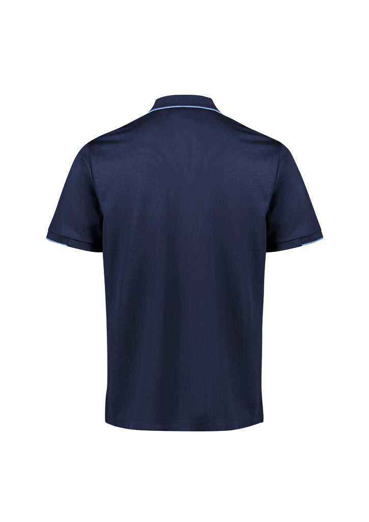 Biz Collection P313MS Focus Mens Short Sleeve Polo in Navy/Sky - back view