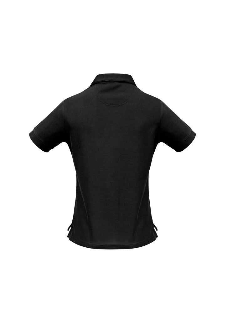 Biz Collection P3325 Micro Womens Waffle Short Sleeve Polo in Black - back view