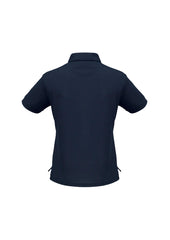 Biz Collection P3325 Micro Womens Waffle Short Sleeve Polo in Navy - back view