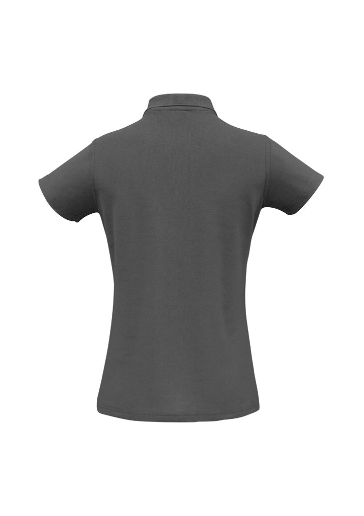 Biz Collection P400LS Crew Womens Short Sleeve Polo in Charcoal - back view