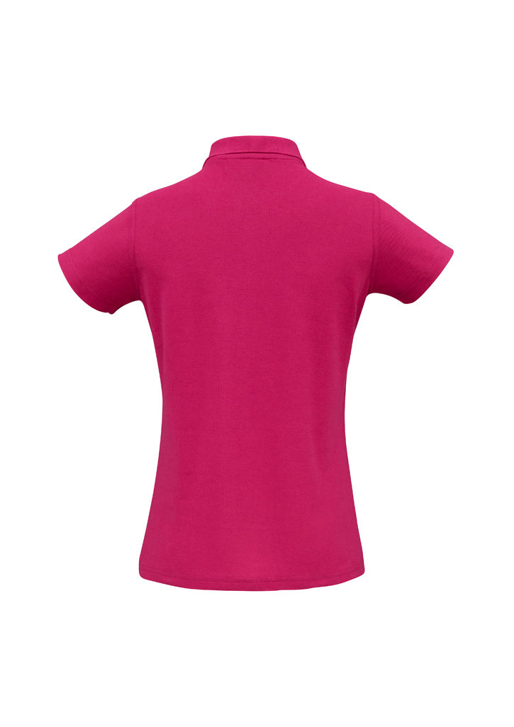 Biz Collection P400LS Crew Womens Short Sleeve Polo in Fuchsia - back view