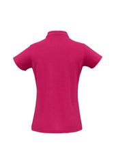 Biz Collection P400LS Crew Womens Short Sleeve Polo in Fuchsia - back view