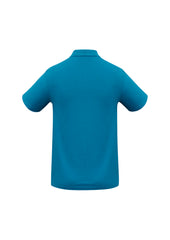 Biz Collection P400MS Crew Mens Short Sleeve Polo in Cyan - back view