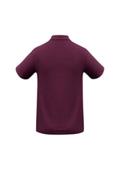 Biz Collection P400MS Crew Mens Short Sleeve Polo in Maroon - back view