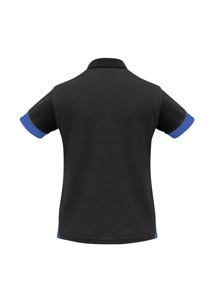 Biz Collection P401LS Talon Womens Short Sleeve Polo in Black/Royal - back view