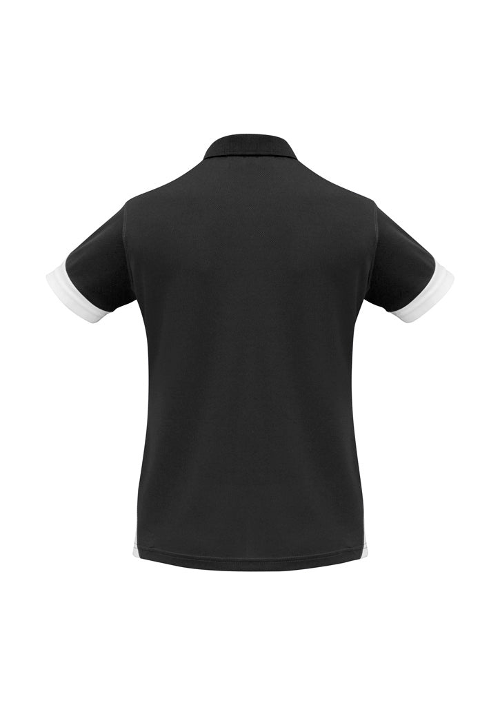 Biz Collection P401LS Talon Womens Short Sleeve Polo in Black/White - back view