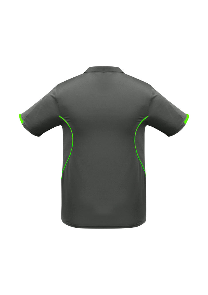 Biz Collection P405KS Razor Kids Short Sleeve Polo in Grey/Fluoro Lime - back view