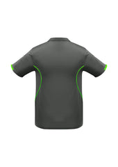 Biz Collection P405KS Razor Kids Short Sleeve Polo in Grey/Fluoro Lime - back view