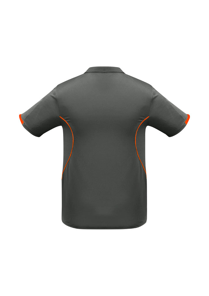 Biz Collection P405KS Razor Kids Short Sleeve Polo in Grey/Fluoro Orange - back view