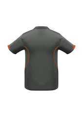 Biz Collection P405KS Razor Kids Short Sleeve Polo in Grey/Fluoro Orange - back view