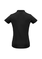 Biz Collection P405LS Razor Womens Short Sleeve Polo in Black/Black - back view