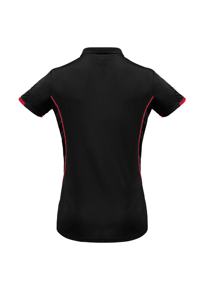 Biz Collection P405LS Razor Womens Short Sleeve Polo in Black/Red - back view