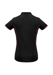 Biz Collection P405LS Razor Womens Short Sleeve Polo in Black/Red - back view
