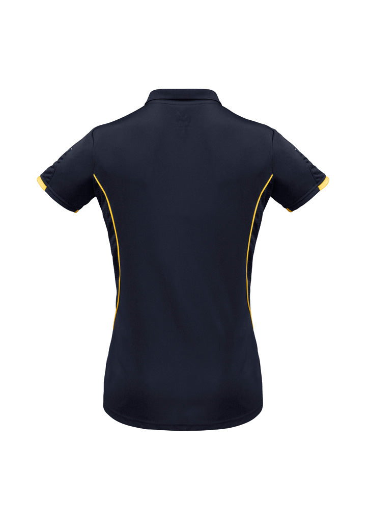 Biz Collection P405LS Razor Womens Short Sleeve Polo in Navy/Gold - back view