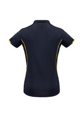 Biz Collection P405LS Razor Womens Short Sleeve Polo in Navy/Gold - back view
