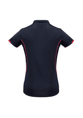 Biz Collection P405LS Razor Womens Short Sleeve Polo in Navy/Red - back view