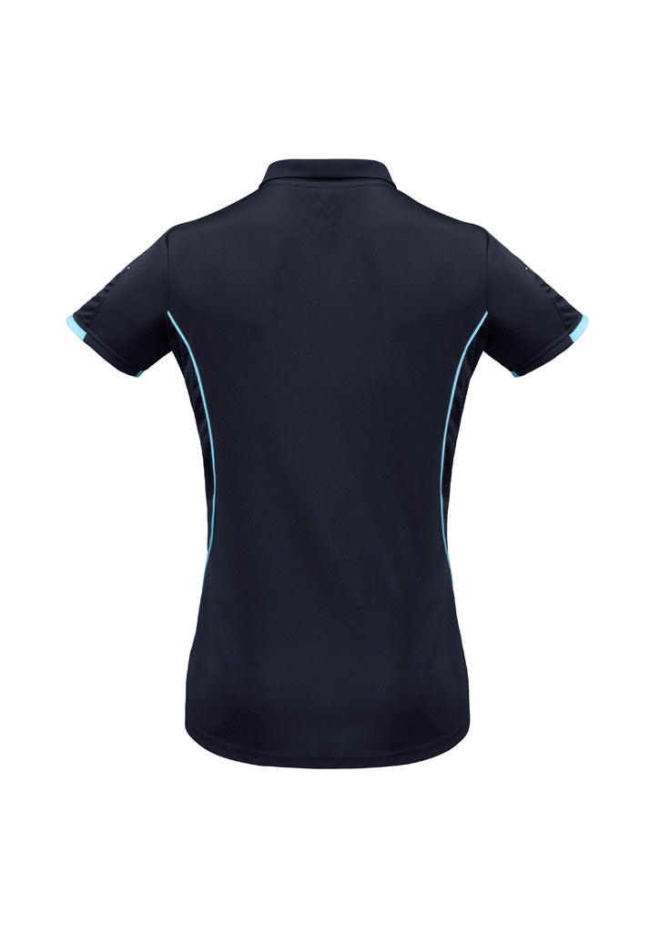 Biz Collection P405LS Razor Womens Short Sleeve Polo in Navy/Sky - back view