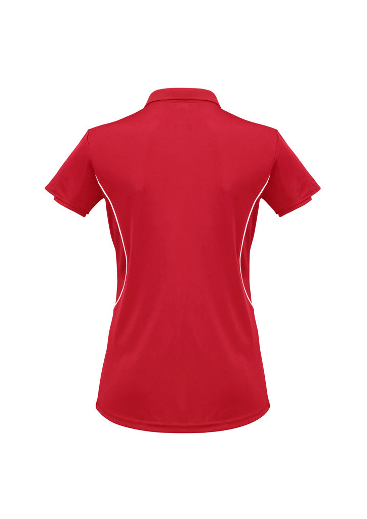 Biz Collection P405LS Razor Womens Short Sleeve Polo in Red/White - back view