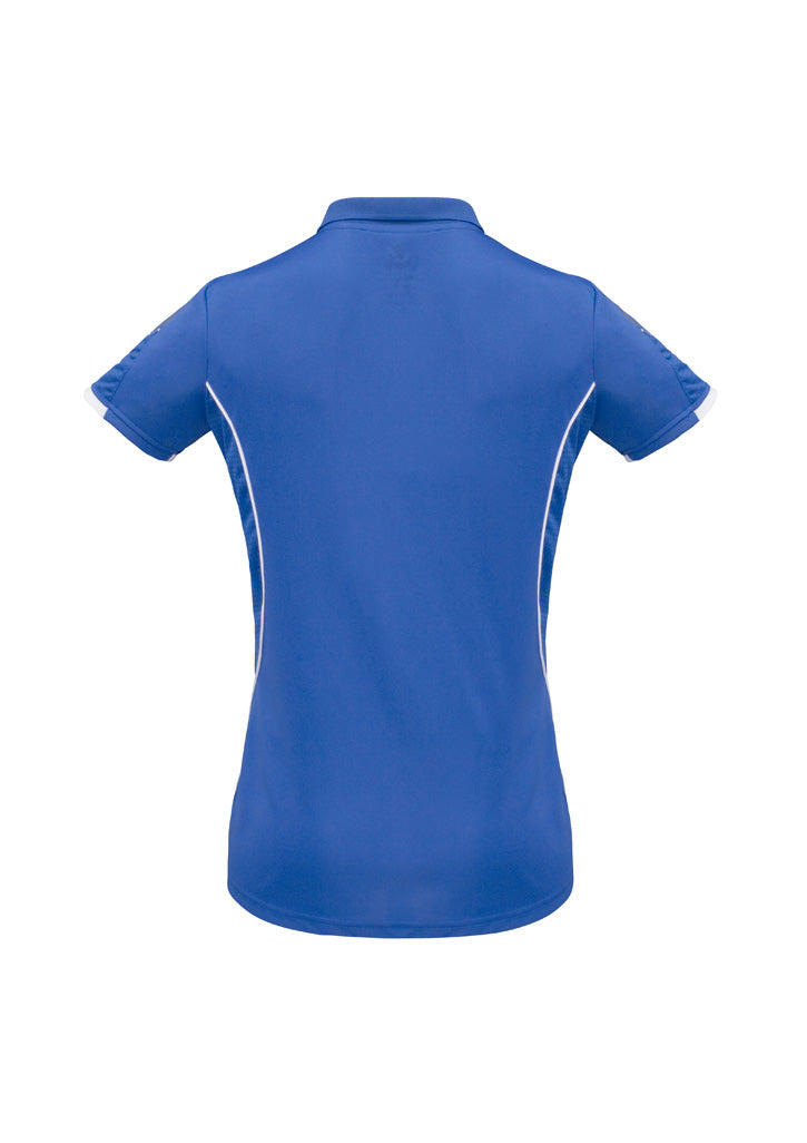 Biz Collection P405LS Razor Womens Short Sleeve Polo in Royal/White - back view