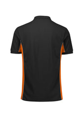 Biz Collection P413US Grid Unisex Short Sleeve Polo in Black/Orange - back view
